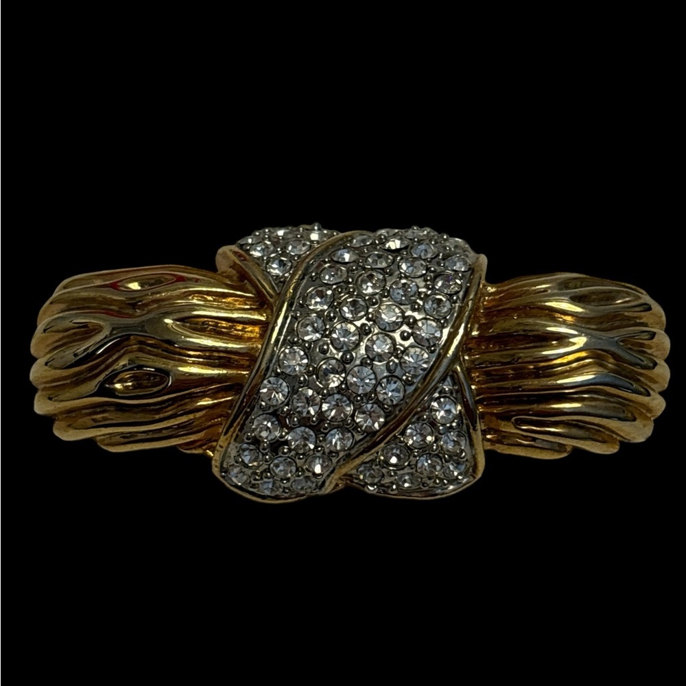 Vintage Gold Tone Crystal Rhinestone Brooch 2-3/4”